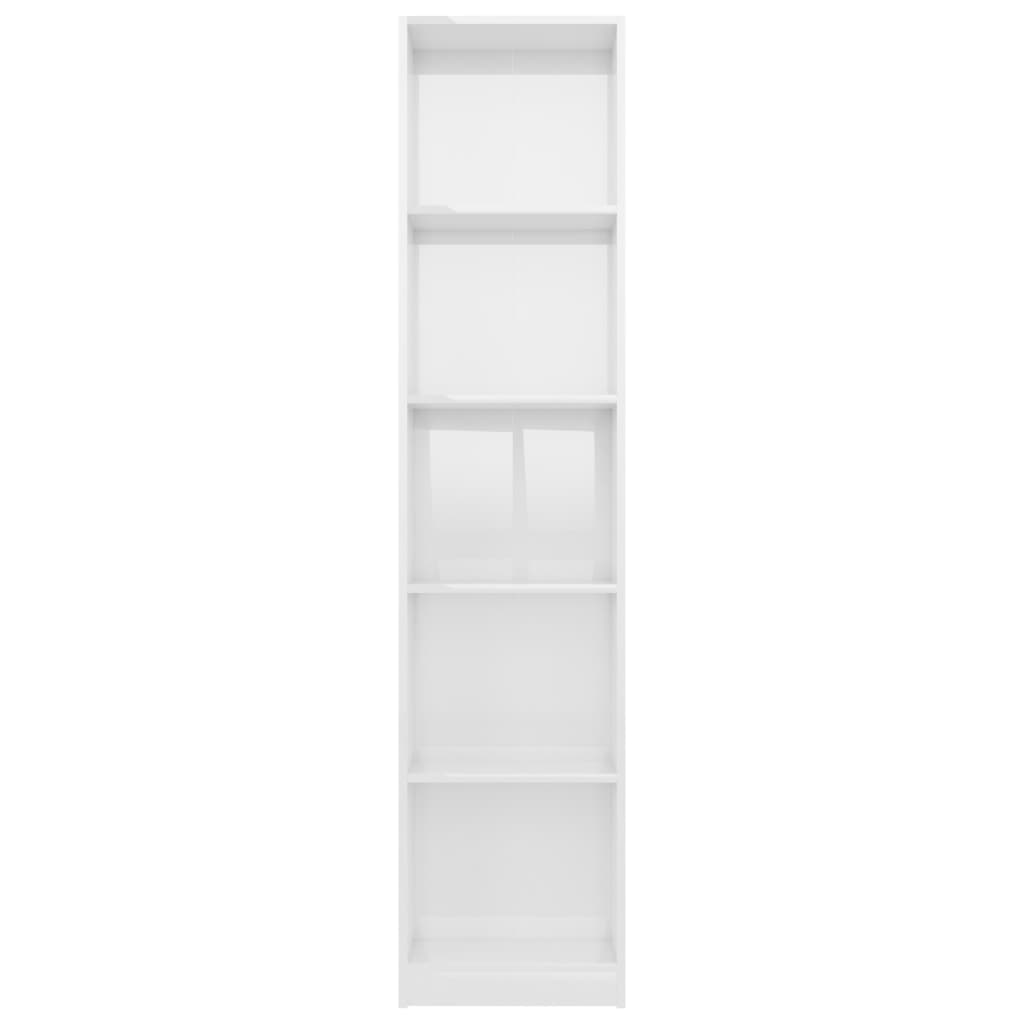 Libreria 5 Ripiani Bianco Lucido 40x24x175 cm Legno Multistrato