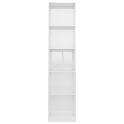 Libreria 5 Ripiani Bianco Lucido 40x24x175 cm Legno Multistrato