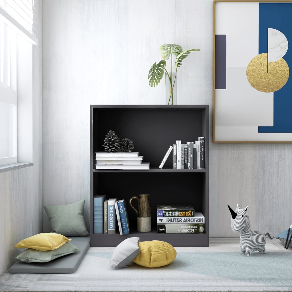 Libreria Grigia 60x24x76 cm in Legno Multistrato