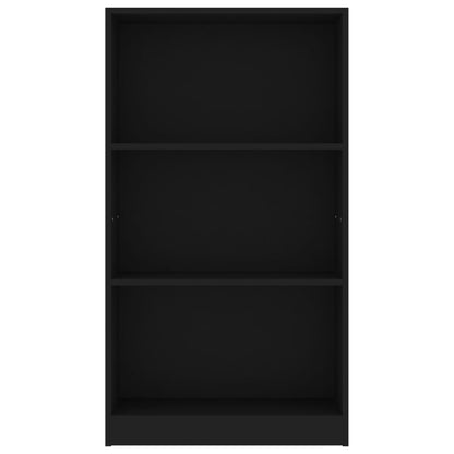 Libreria a 3 Ripiani Nera 60x24x109 cm in Legno Multistrato