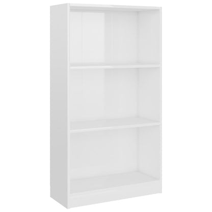 Libreria a 3 Ripiani Bianco Lucido 60x24x109 cm in Multistrato