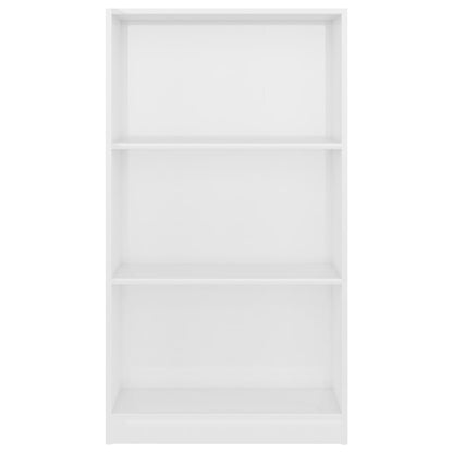 Libreria a 3 Ripiani Bianco Lucido 60x24x109 cm in Multistrato