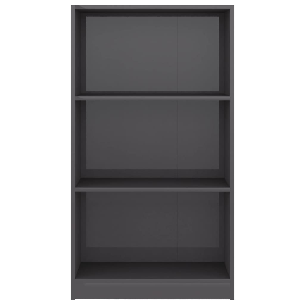 Libreria 3 Ripiani Grigio Lucido 60x24x109 cm Legno Multistrato