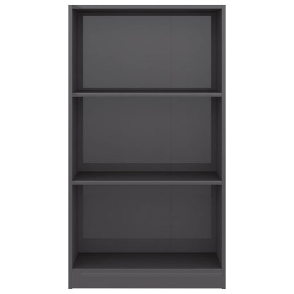 Libreria 3 Ripiani Grigio Lucido 60x24x109 cm Legno Multistrato