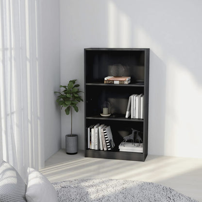 Libreria 3 Ripiani Grigio Lucido 60x24x109 cm Legno Multistrato