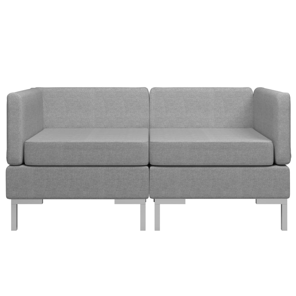 Divani Angolari Modulari 2 pz Cuscini in Tessuto Grigio Chiaro