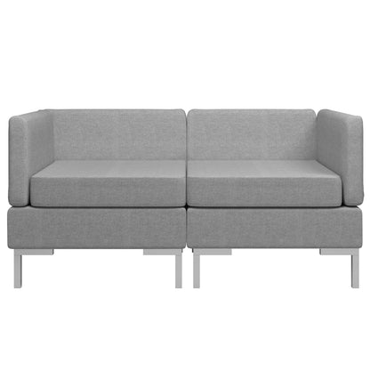 Divani Angolari Modulari 2 pz Cuscini in Tessuto Grigio Chiaro