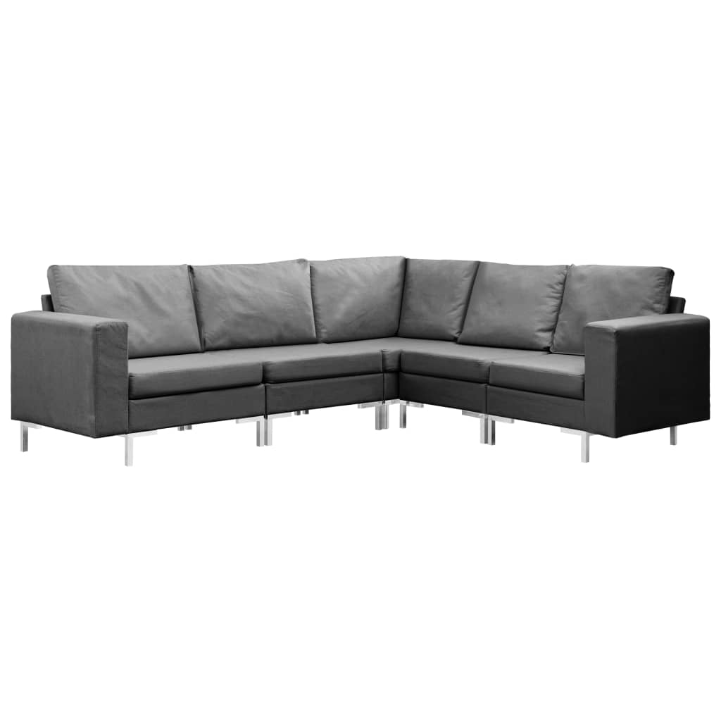 Set Divano 5 pz in Tessuto Grigio Scuro