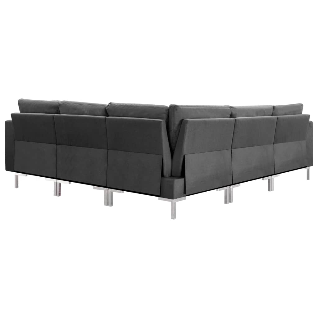 Set Divano 5 pz in Tessuto Grigio Scuro