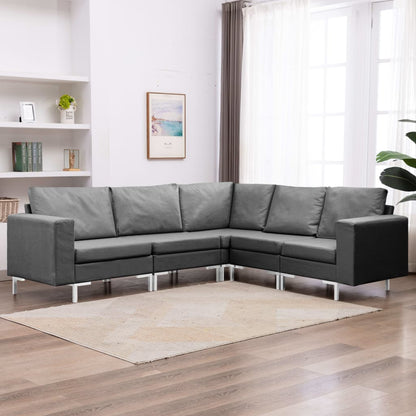 Set Divano 5 pz in Tessuto Grigio Scuro