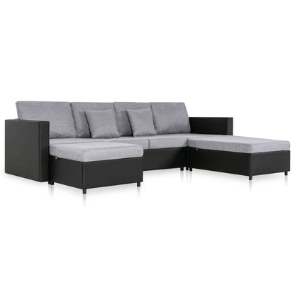 Divano Letto a 4 Posti in Similpelle Nero