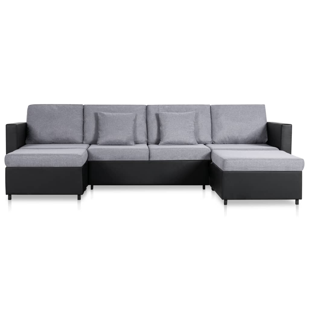 Divano Letto a 4 Posti in Similpelle Nero