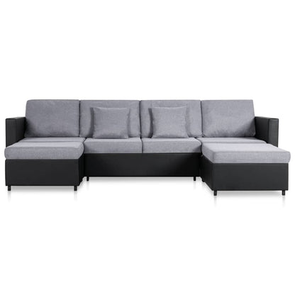 Divano Letto a 4 Posti in Similpelle Nero