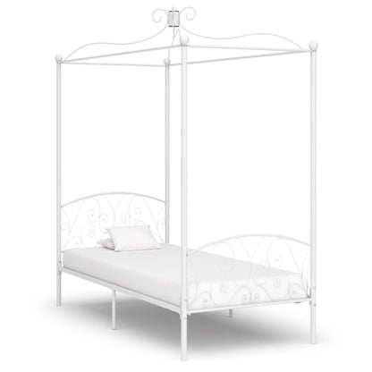 Letto a Baldacchino Bianco in Metallo 100x200 cm