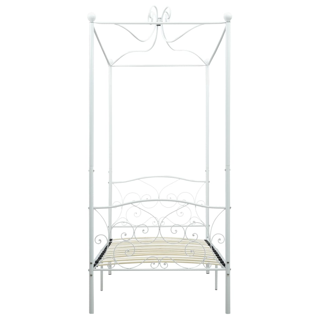 Letto a Baldacchino Bianco in Metallo 100x200 cm