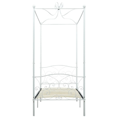 Letto a Baldacchino Bianco in Metallo 100x200 cm
