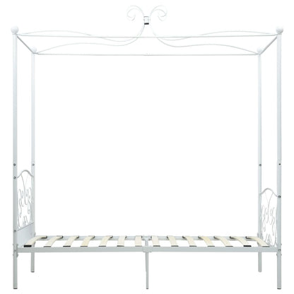Letto a Baldacchino Bianco in Metallo 100x200 cm