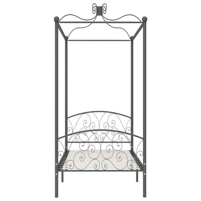 Letto a Baldacchino Grigio in Metallo 90x200 cm