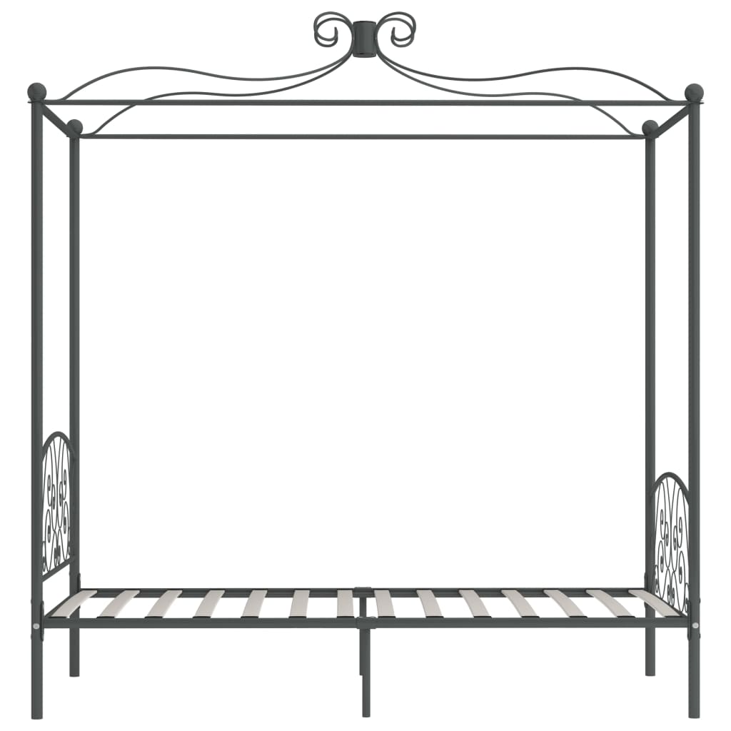 Letto a Baldacchino Grigio in Metallo 90x200 cm