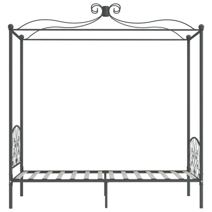 Letto a Baldacchino Grigio in Metallo 90x200 cm