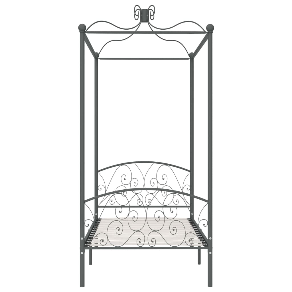 Letto a Baldacchino Grigio in Metallo 100x200 cm