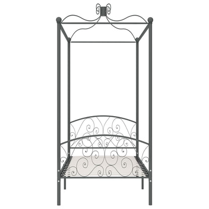 Letto a Baldacchino Grigio in Metallo 100x200 cm