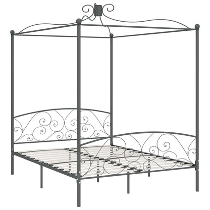 Letto a Baldacchino Grigio in Metallo 160x200 cm