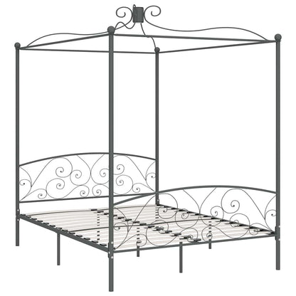 Letto a Baldacchino Grigio in Metallo 180x200 cm