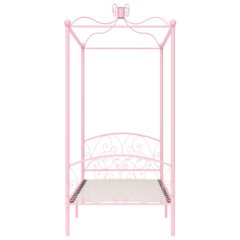 Letto a Baldacchino Rosa in Metallo 100x200 cm