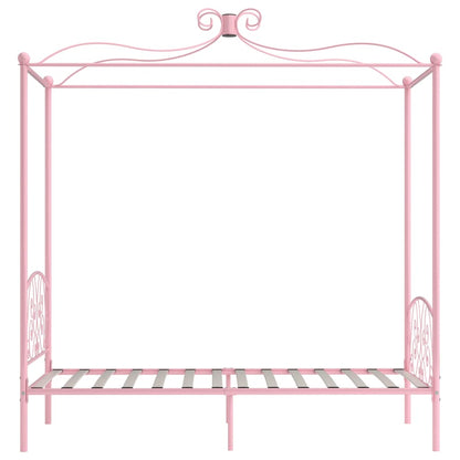 Letto a Baldacchino Rosa in Metallo 100x200 cm