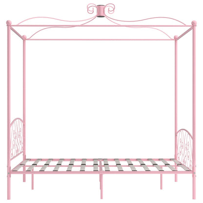 Letto a Baldacchino Rosa in Metallo 120x200 cm