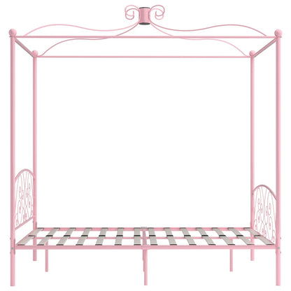 Letto a Baldacchino Rosa in Metallo 140x200 cm