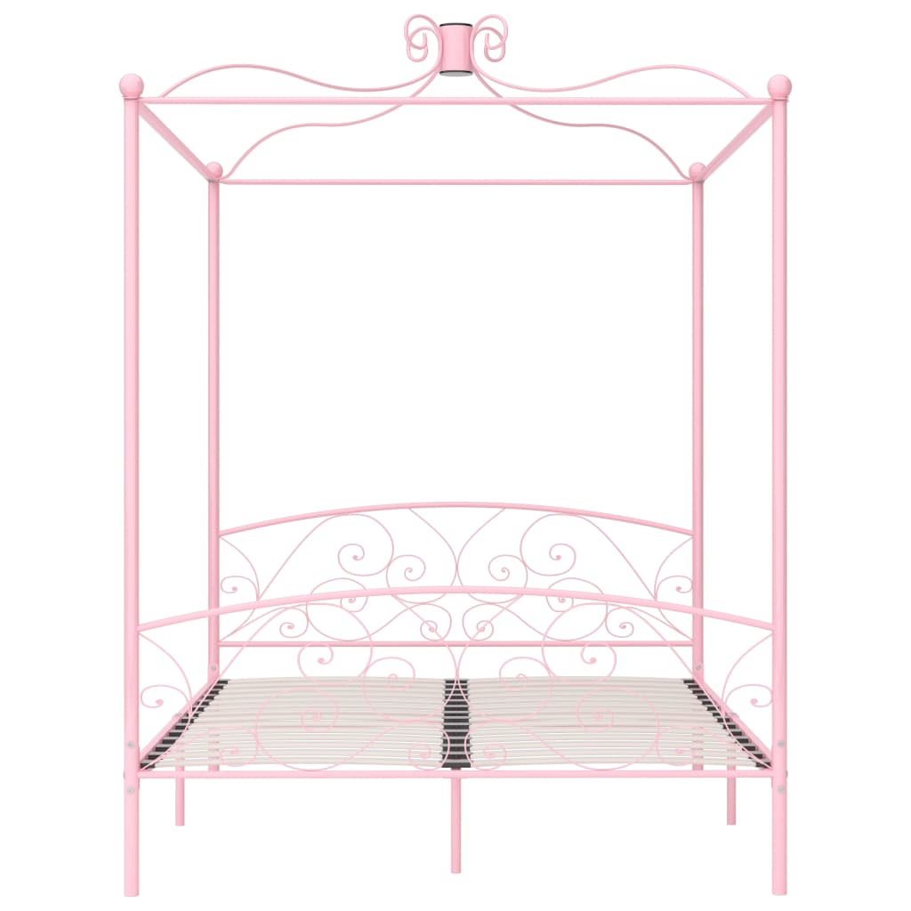 Giroletto a Baldacchino Rosa in Metallo 180x200 cm