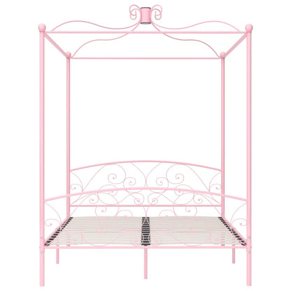 Giroletto a Baldacchino Rosa in Metallo 180x200 cm