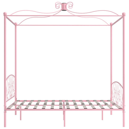 Giroletto a Baldacchino Rosa in Metallo 180x200 cm