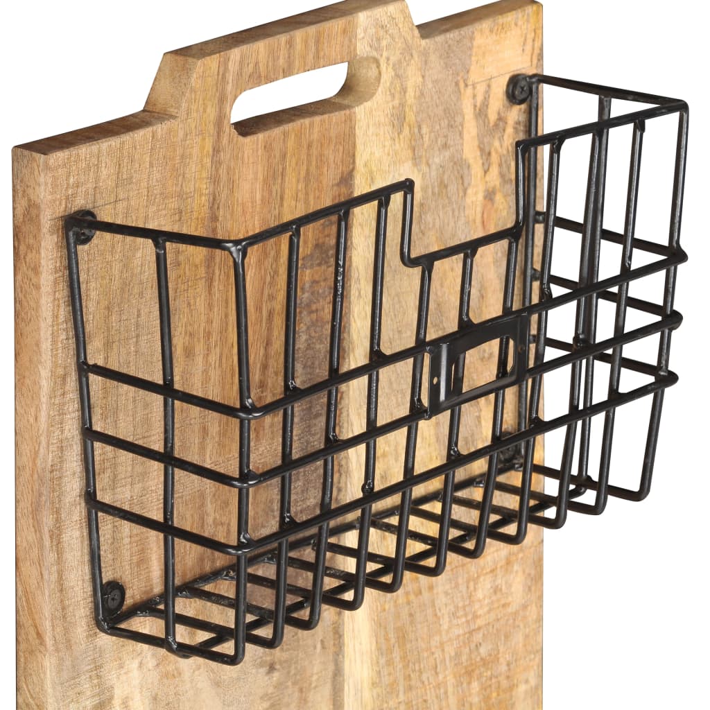 Portariviste a Parete 33x10x67 cm in Massello di Mango Grezzo