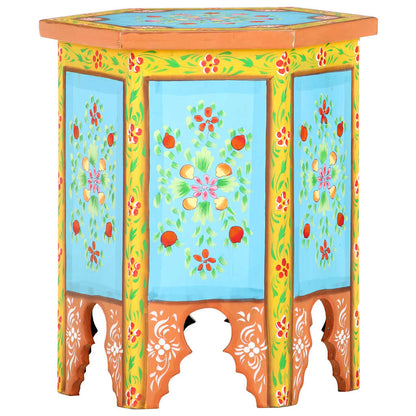 Tavolino Dipinto a Mano Multicolore 38x33x42 cm Massello Mango