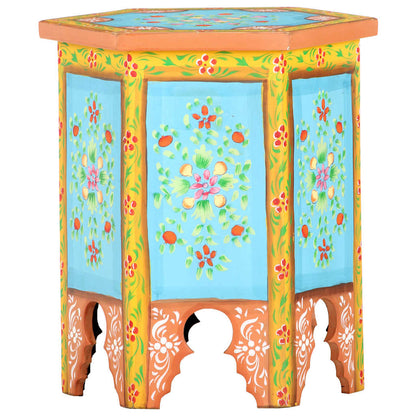 Tavolino Dipinto a Mano Multicolore 38x33x42 cm Massello Mango