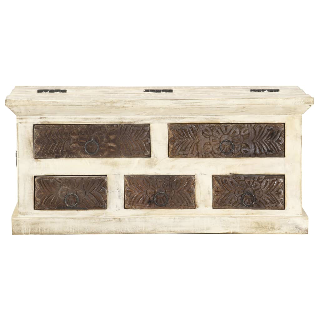 Tavolino da Salotto Bianco 68x68x30 cm Legno Massello di Mango