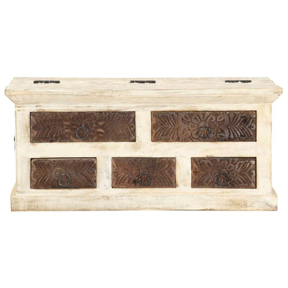Tavolino da Salotto Bianco 68x68x30 cm Legno Massello di Mango