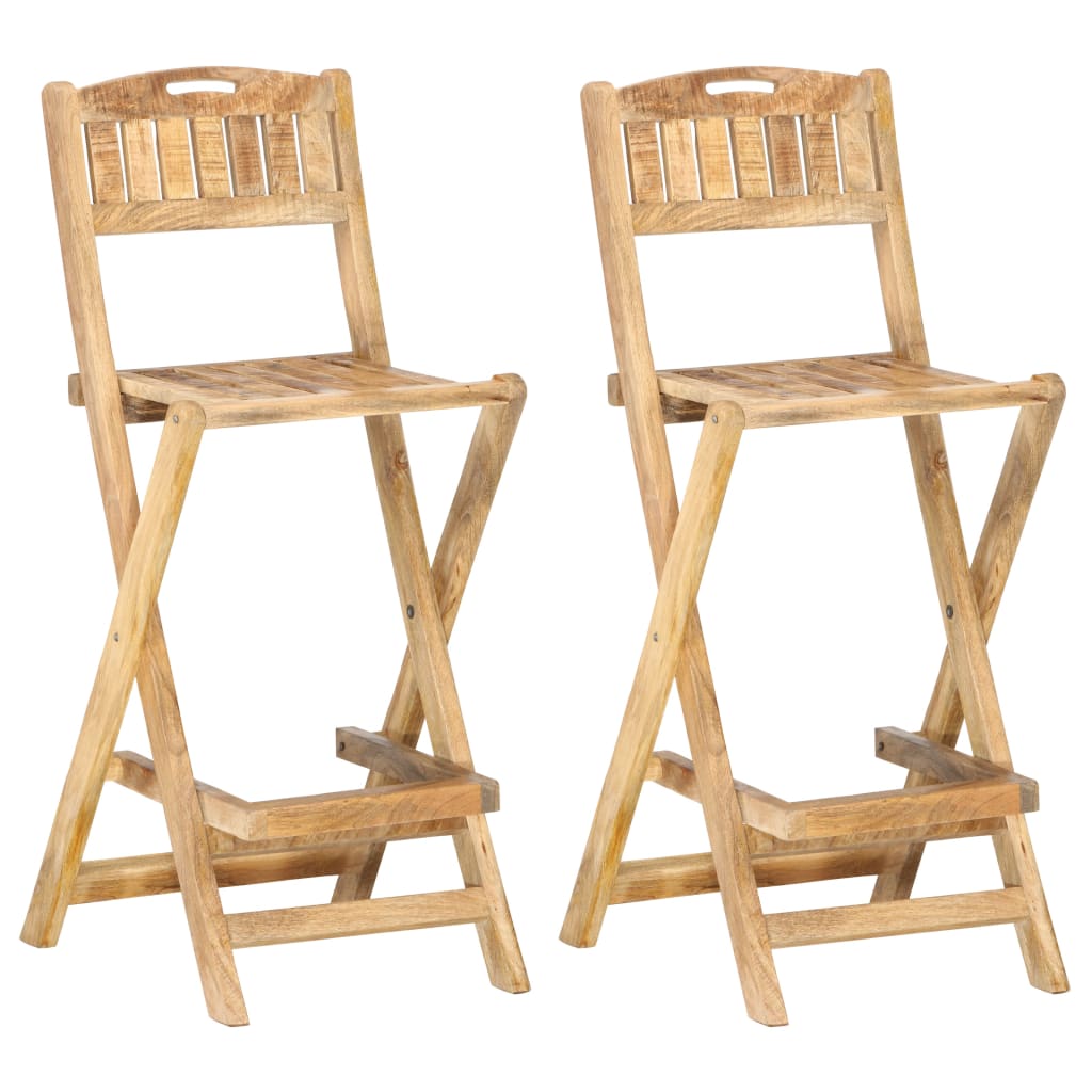 Sedie da Bar Pieghevoli 2 pz in Legno Massello di Mango