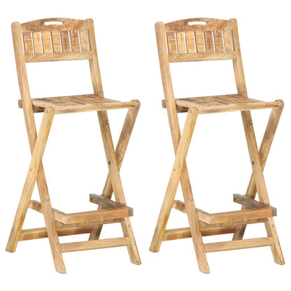 Sedie da Bar Pieghevoli 2 pz in Legno Massello di Mango