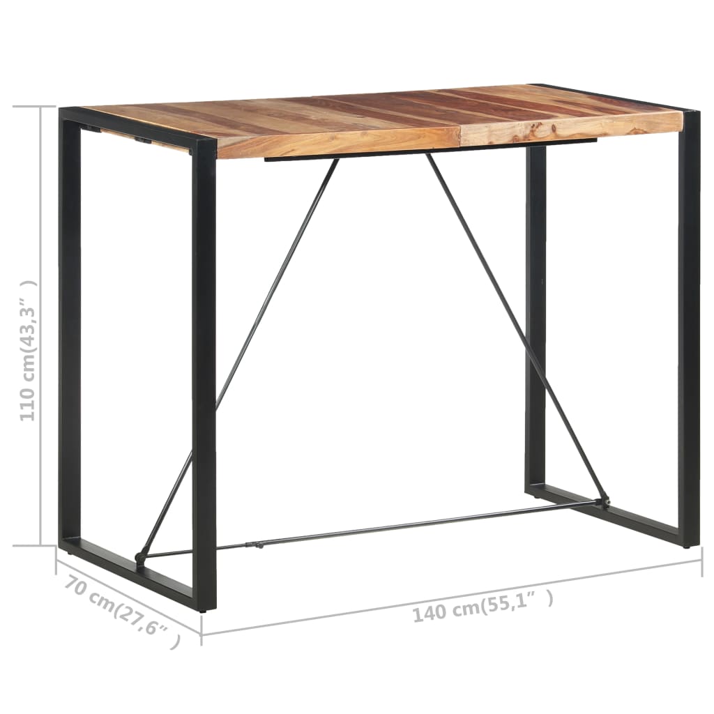 Tavolo da Bar 140x70x110cm in Legno Massello di Acacia