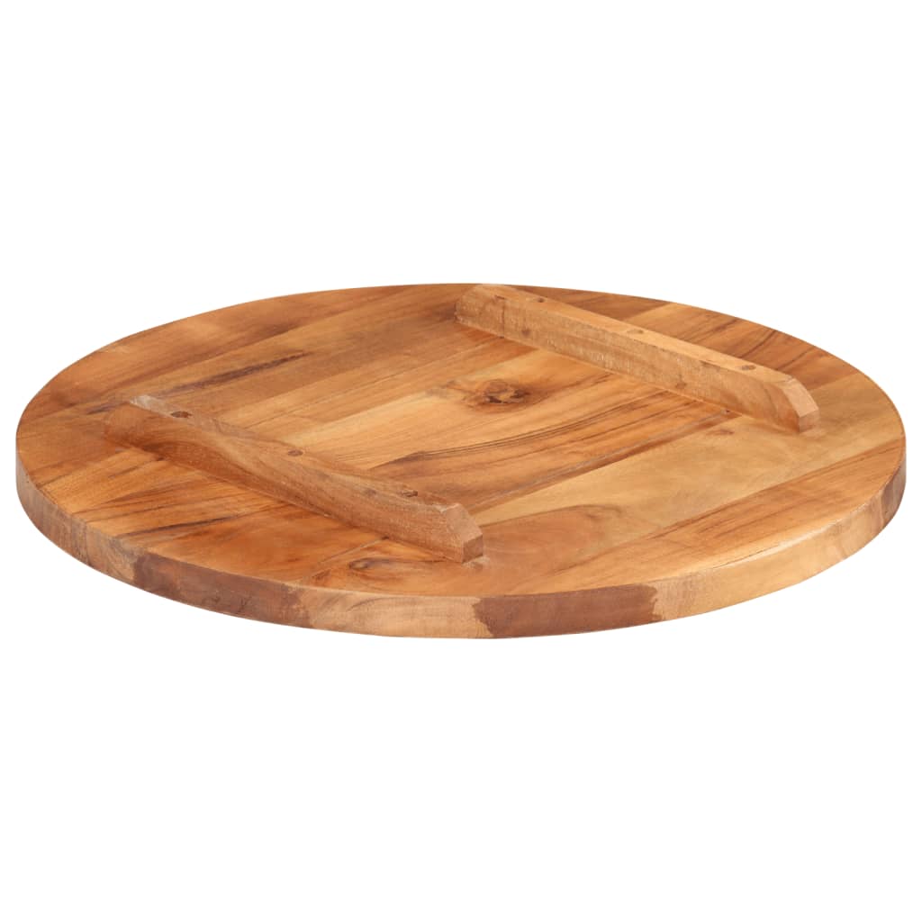 Piano Tavolo in Legno Massello di Acacia Rotondo 25-27 mm 50 cm