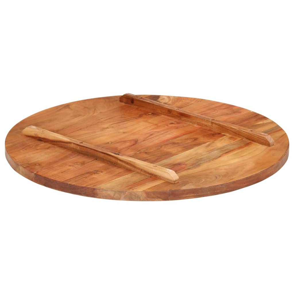 Piano Tavolo in Legno Massello di Acacia Rotondo 25-27 mm 70 cm