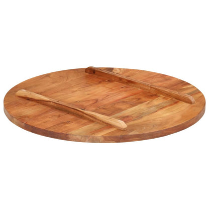 Piano Tavolo in Legno Massello di Acacia Rotondo 25-27 mm 70 cm