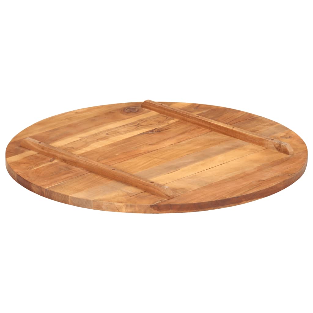 Piano Tavolo in Legno Massello di Acacia Rotondo 25-27 mm 80 cm
