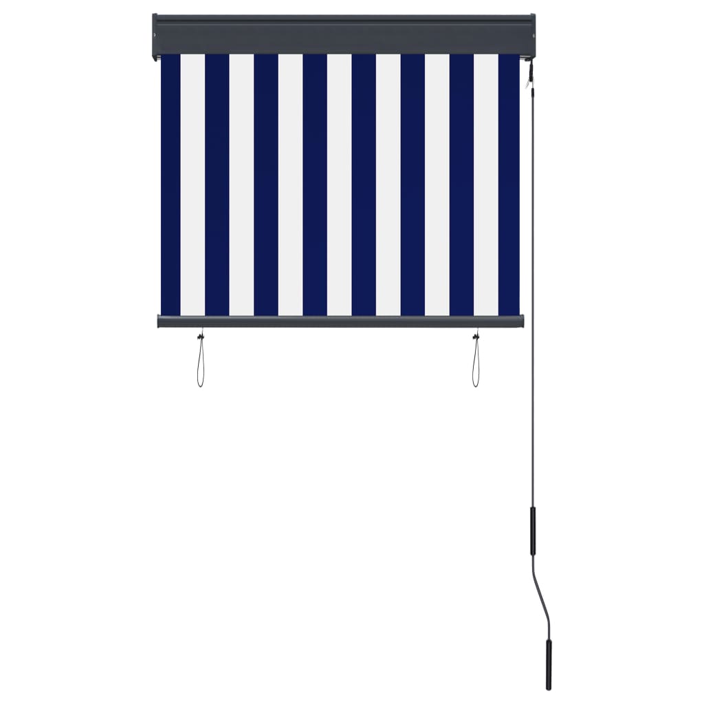 Tenda a Rullo per Esterni 80x250 cm Blu e Bianca