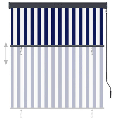 Tenda a Rullo per Esterni 140x250 cm Blu e Bianca