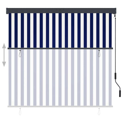 Tenda a Rullo per Esterni 160x250 cm Blu e Bianca